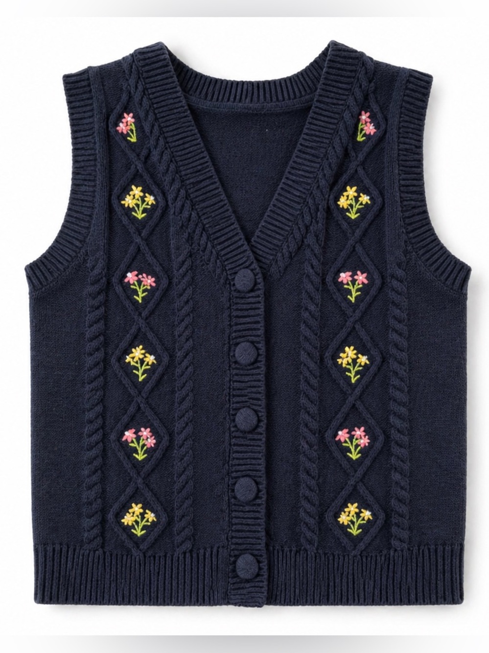 Coastal grandma navy Knit Sweater Top/vest
